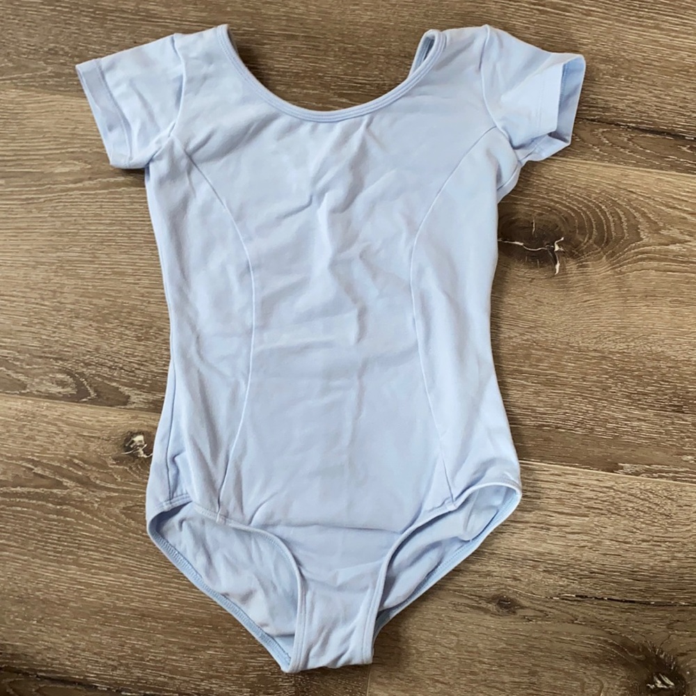 Mirella Light Blue Cap Sleeve Girl’s Leotard Like New Size 8-10